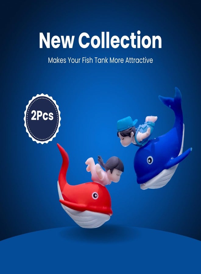 VAYINATO® Floating Pair on Whale Aquarium Decor, Premium Resin Fish Tank Ornament, Waterproof & Fade-Resistant, Floating Whale Decoration for Aquarium & Bowl - Image 2